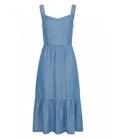 Zante Womens Chambray Tiered Midi Dress Denim $26.99 Dresses & Skirts