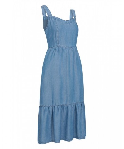 Zante Womens Chambray Tiered Midi Dress Denim $26.99 Dresses & Skirts