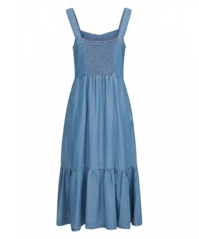 Zante Womens Chambray Tiered Midi Dress Denim $26.99 Dresses & Skirts