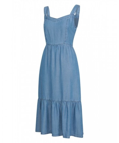 Zante Womens Chambray Tiered Midi Dress Denim $26.99 Dresses & Skirts