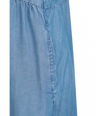 Zante Womens Chambray Tiered Midi Dress Denim $26.99 Dresses & Skirts