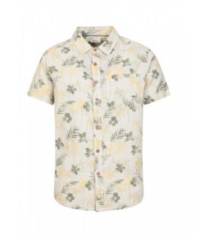 Tropical Printed Mens Short Sleeved Shirt Pale Green $16.17 Tops