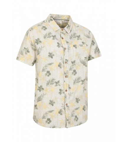 Tropical Printed Mens Short Sleeved Shirt Pale Green $16.17 Tops