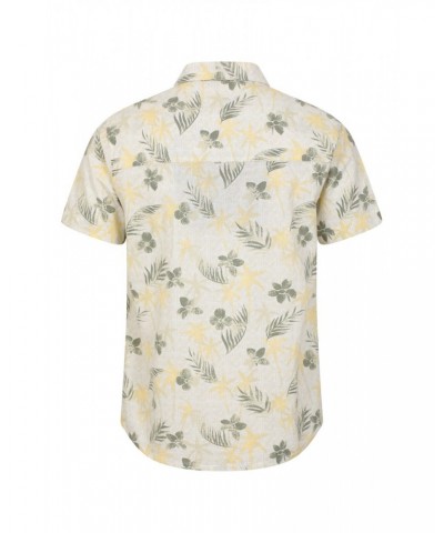 Tropical Printed Mens Short Sleeved Shirt Pale Green $16.17 Tops