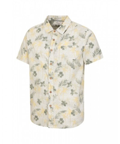 Tropical Printed Mens Short Sleeved Shirt Pale Green $16.17 Tops