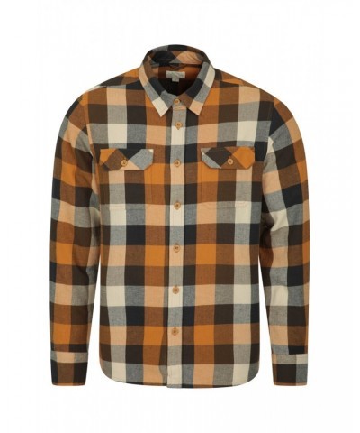 Trace Mens Flannel Long Sleeve Shirt Rust $19.46 Tops