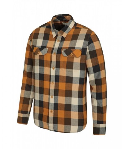 Trace Mens Flannel Long Sleeve Shirt Rust $19.46 Tops