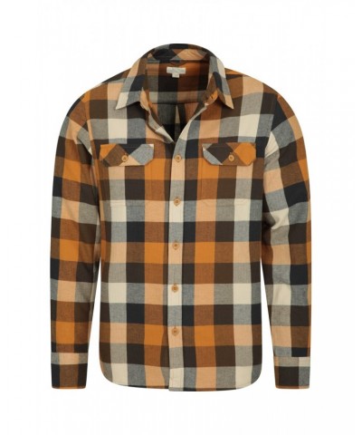 Trace Mens Flannel Long Sleeve Shirt Rust $19.46 Tops