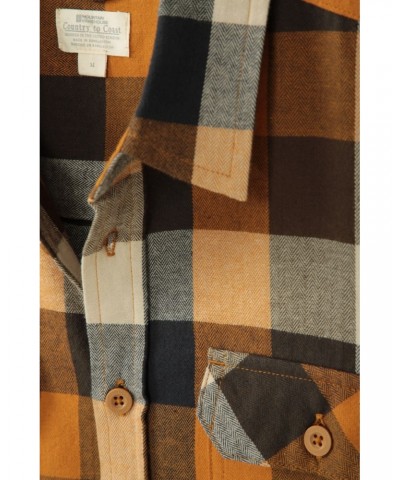 Trace Mens Flannel Long Sleeve Shirt Rust $19.46 Tops