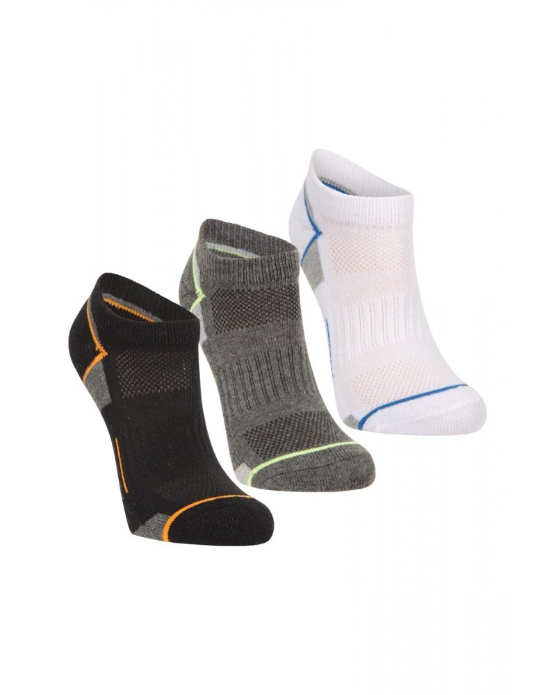 Kids IsoCool Trainer Length Socks 3-Pack Black $9.53 Accessories