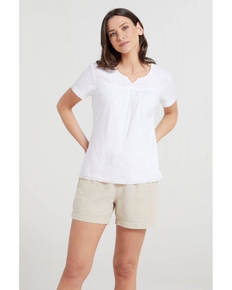 Naples Embroidered Womens Top White $14.35 Tops