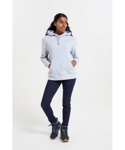 Wander Womens Embroidered Hoodie Light Grey $16.82 Tops