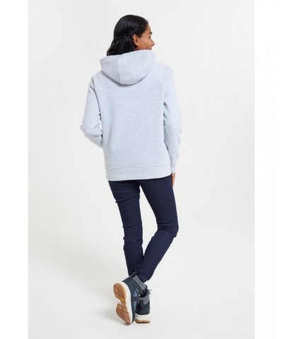 Wander Womens Embroidered Hoodie Light Grey $16.82 Tops