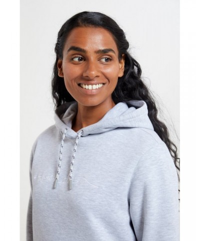 Wander Womens Embroidered Hoodie Light Grey $16.82 Tops