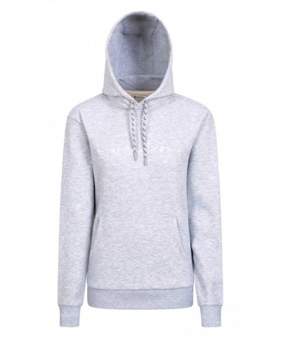 Wander Womens Embroidered Hoodie Light Grey $16.82 Tops