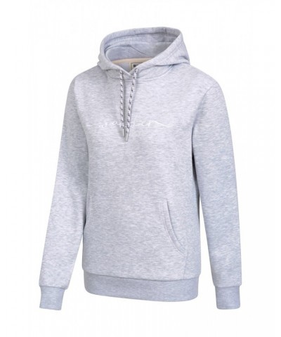 Wander Womens Embroidered Hoodie Light Grey $16.82 Tops