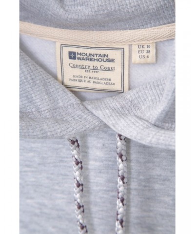 Wander Womens Embroidered Hoodie Light Grey $16.82 Tops