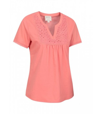 Paris Womens Embroidered Top Coral $13.50 Tops