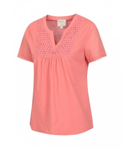 Paris Womens Embroidered Top Coral $13.50 Tops