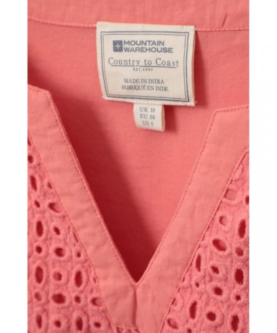 Paris Womens Embroidered Top Coral $13.50 Tops