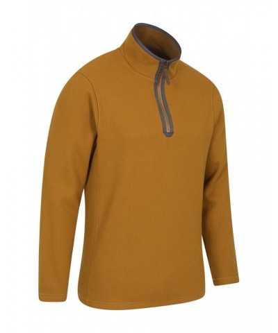 Beta Contrast Mens Zip-Neck Top Gold $21.15 Fleece