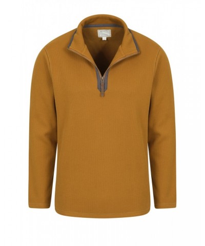 Beta Contrast Mens Zip-Neck Top Gold $21.15 Fleece