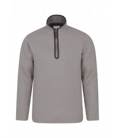 Beta Contrast Mens Zip-Neck Top Light Beige $26.54 Fleece