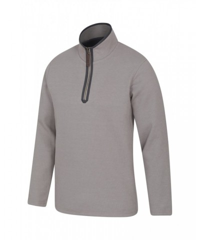 Beta Contrast Mens Zip-Neck Top Light Beige $26.54 Fleece