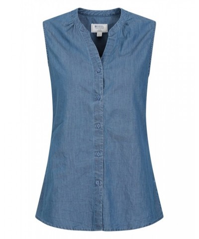 Amalfi Womens Sleeveless Shirt Pale Blue $14.99 Tops