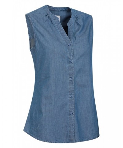 Amalfi Womens Sleeveless Shirt Pale Blue $14.99 Tops