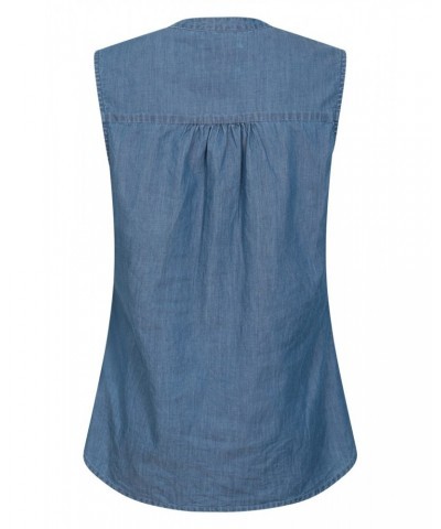 Amalfi Womens Sleeveless Shirt Pale Blue $14.99 Tops