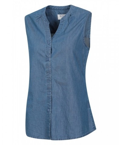 Amalfi Womens Sleeveless Shirt Pale Blue $14.99 Tops