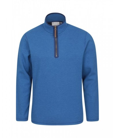 Beta Contrast Mens Zip-Neck Top Blue $26.99 Fleece