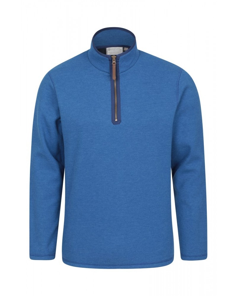 Beta Contrast Mens Zip-Neck Top Blue $26.99 Fleece