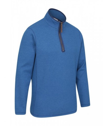 Beta Contrast Mens Zip-Neck Top Blue $26.99 Fleece