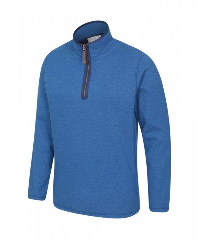 Beta Contrast Mens Zip-Neck Top Blue $26.99 Fleece