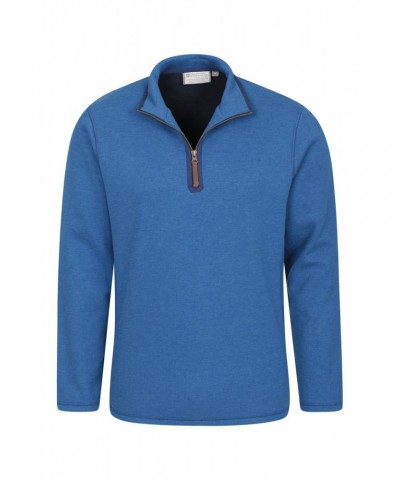 Beta Contrast Mens Zip-Neck Top Blue $26.99 Fleece