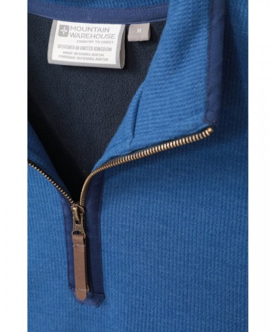 Beta Contrast Mens Zip-Neck Top Blue $26.99 Fleece