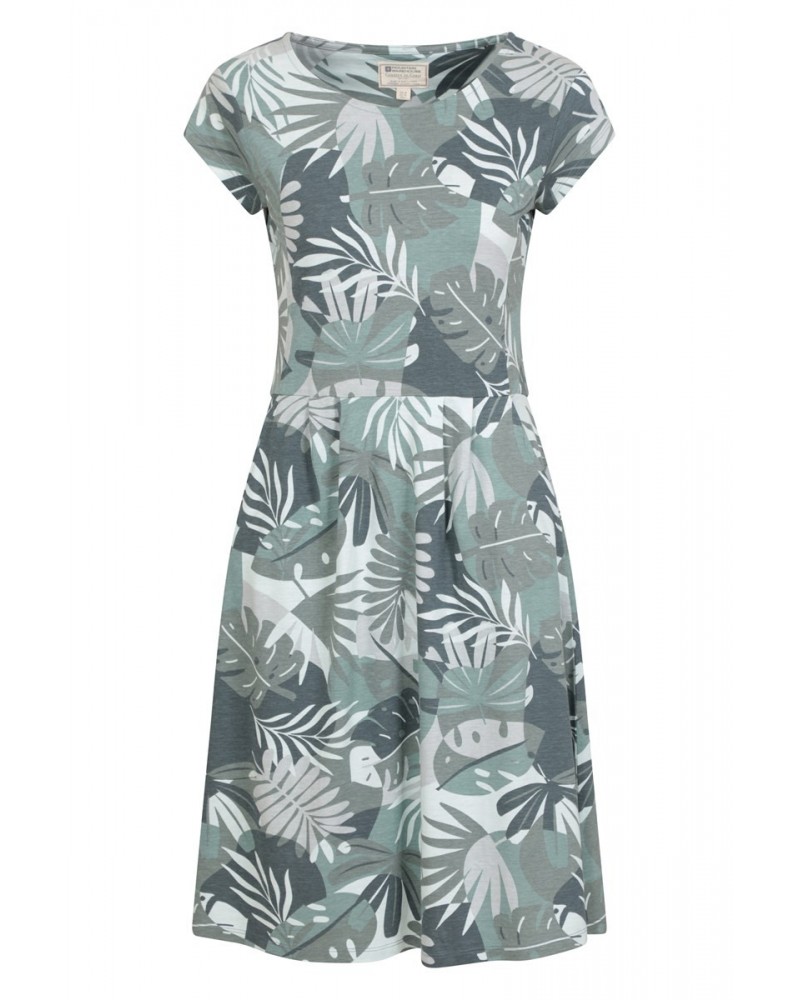 Sorrento Womens Printed Short Sleeve UV Dress Khaki $14.80 Dresses & Skirts