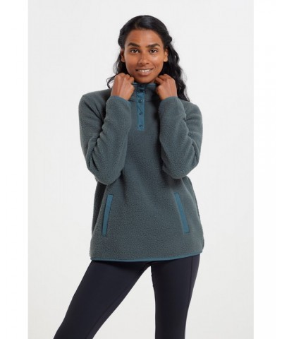 Incline Recycled Womens Button Neck Fleece Khaki $14.52 Fleece