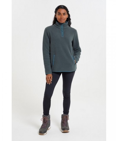 Incline Recycled Womens Button Neck Fleece Khaki $14.52 Fleece