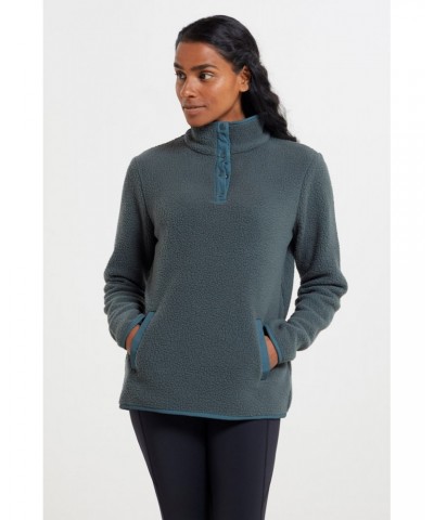 Incline Recycled Womens Button Neck Fleece Khaki $14.52 Fleece