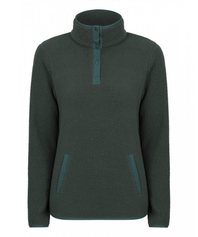 Incline Recycled Womens Button Neck Fleece Khaki $14.52 Fleece