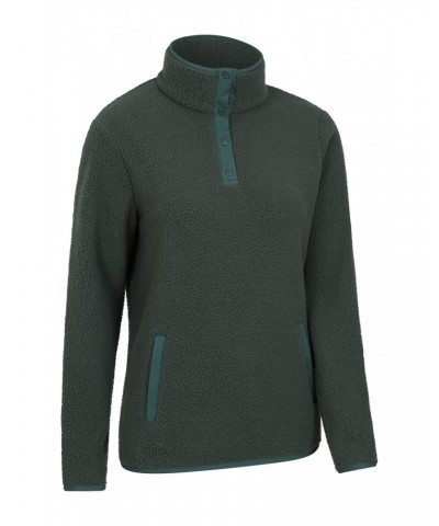 Incline Recycled Womens Button Neck Fleece Khaki $14.52 Fleece