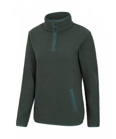 Incline Recycled Womens Button Neck Fleece Khaki $14.52 Fleece