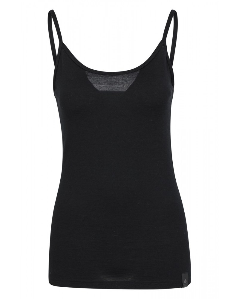 Merino Womens Cami Tank Top Black $18.47 Thermals