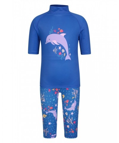 Printed Kids Rash Guard and Shorts Dark Blue $14.24 Tops