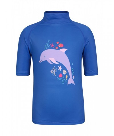 Printed Kids Rash Guard and Shorts Dark Blue $14.24 Tops