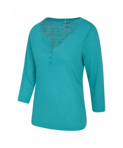 Paphos Womens Quick-Dry UV Button Top Teal $14.19 Tops