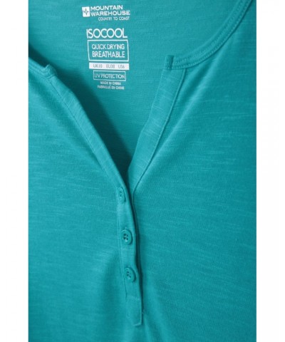 Paphos Womens Quick-Dry UV Button Top Teal $14.19 Tops